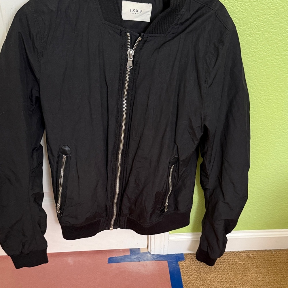 Ikks Black Bomber Jacket with Silver Zippers